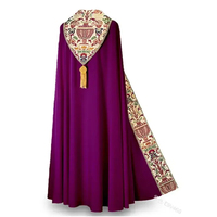 Robe de Soutane à Manches Longues Style Européen Religieux pour Hommes - Uniforme de Prêtre - Taille Personnalisée - Polyester - Motif Brodé en Relief - Personnalisable