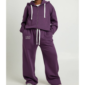 2026 Autumn Winter Women Wide Leg Pants Wholesale Activewear <b>Drawstring</b> Waist Bottom Organic Cotton Jogging <b>Trouser</b> - Product Image 1