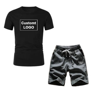 Conjuntos Cortos de Verano para Hombre Hechos a Medida, Transpirables, de Secado Rápido, de Algodón/Poliéster, Pantalones Cortos Deportivos para Gimnasio, Camiseta de Manga Corta, Estilo Urbano - Product Image 3