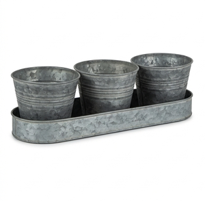 Meilleure Arrivée : Ensemble de Jardinières Classiques en Métal Galvanisé Style Ferme avec Plateau pour Décoration Intérieure et Extérieure, Taille Personnalisable - Product Image 1
