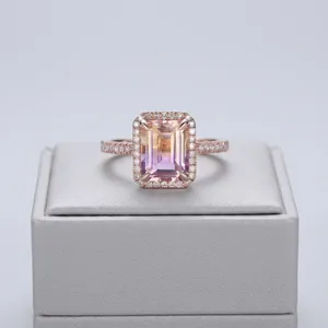 Handmade Vintage 925 Sterling Silver Ametrine Engagement <b>Ring</b> Diamond Freshwater Pearl Rose Gold Plated Children's Fine Jewelry - Product Image 4
