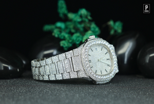 Reloj de Lujo para Hombre de Acero Inoxidable con Caja y Brazalete con Incrustaciones de Diamantes, Pantalla Analógica de Fecha, 38 mm - Product Image 6
