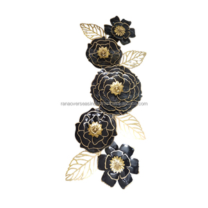 ศิลปะติดผนังดีไซน์ดอกไม้โลหะทำมือสุดหรูด้วยสีทอง & สีดำสำหรับห้องนอนห้องนั่งเล่นลานบ้าน - Product Image 5