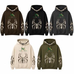 เสื้อฮู้ดดี้ลายสก็อตแบบแพทช์เวิร์คประดับลายแมงมุมทรงโอเวอร์ไซส์สำหรับผู้ชาย เสื้อสเวตเชิร์ตสตรีทแวร์ ผลิตโดยโรงงาน OEM ขายส่ง - Product Image 1
