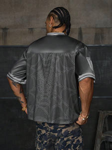 Haut de sport en mesh gris oversize pour homme, style streetwear Y2K, respirant, numéro personnalisé, mode urbaine, maillot de football américain - Product Image 4