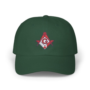 Custom Canada Freemason Baseball Cap Green Red White Embroidered Square Compass G Logo Adjustable <b>Hat</b> - Product Image 1
