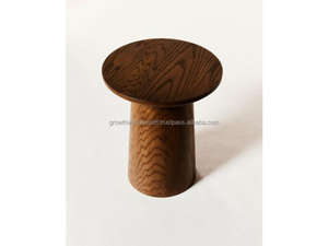 Taburete de Pedestal de Madera Maciza de Lujo, Mesa Auxiliar Redonda Minimalista, Taburete Decorativo de Madera Estilo Escandinavo, Hecho a Mano - Product Image 2