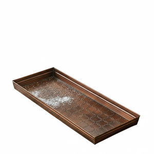 Tapis de porte et soucoupe à plantes en acier galvanisé avec finition cuivre thermolaquée de qualité supérieure, rebord surélevé et base antidérapante – En promotion - Product Image 1