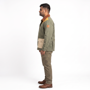 Chaqueta de Caza Vintage para Hombre, de Lona Encerada, 450GSM, Diseño Color Block - Product Image 3