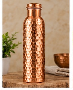 Botella de Agua de Cobre Hecha a Mano con Diseño de Mandala, Estilo Bohemio, Botella de Viaje Portátil con Tapa - Product Image 6