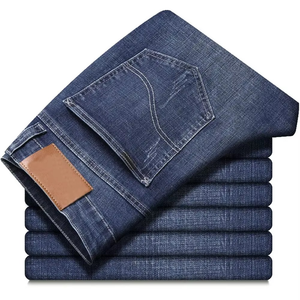 Pantalon en jean pour homme, coupe classique, tissu extensible en coton respirant, durable, décontracté, à porter tous les jours, pantalon de mode pour toutes les saisons - Product Image 4