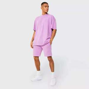 Ensemble court pour homme en coton premium, t-shirt et short assortis, coupe décontractée confortable, tenue décontractée pour l'été - Product Image 1