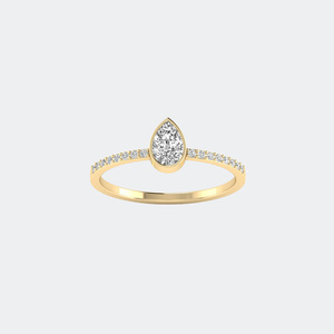 Anillo minimalista con diamante solitario de 0.45 quilates, talla pera, engaste redondo con pavé. - Product Image 4