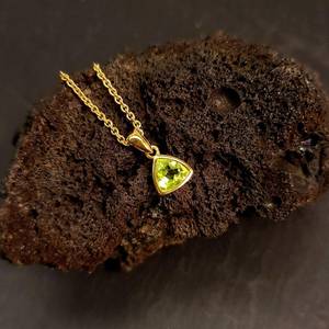 Collar con colgante de peridoto natural, plata de ley 925, chapado en oro de 14 quilates, piedra preciosa verde, regalo de joyería para mujer - Product Image 3