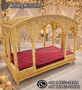 Elegante palanquín marroquí estilo cúpula para bodas, Doli dorado de diseño para la novia, para gran entrada, último modelo estilo Maharaja Palki UK - Product Image 5