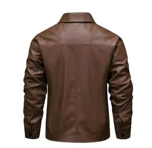 Veste en simili cuir pour hommes, veste de moto automne et hiver, veste en cuir noir à la mode, trench-coat décontracté pour la rue - Product Image 2