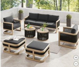 Ensemble de conversation de luxe en teck pour l'extérieur, mobilier de patio, ensemble de canapés de jardin modernes, résistant aux intempéries, fournisseur indonésien - Product Image 3