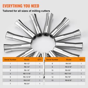 Set di 13 Pinze di Precisione R8 1/8FT 7/8FT 45° #   Mandrino portafresa 0.0012"/30 µm TIR 13, Scatole di stoccaggio etichettate per portautensili - Product Image 6