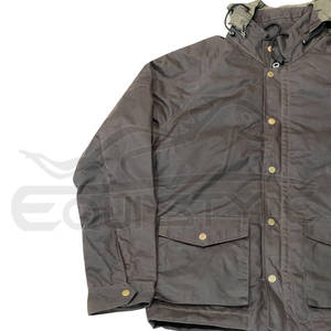 Chaqueta de caza marrón al por mayor, vaqueros aceitados, cortavientos con capucha para invierno, ropa de caza deportiva para exteriores con logotipo personalizado OEM, venta al por mayor - Product Image 2