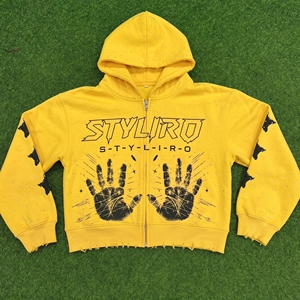 Sudadera con Capucha Personalizada, Color Verde Claro, con Cierre, Unisex, Estilo Urbano, de Algodón Tejido, con Diseño Estampado, para Otoño - Product Image 2