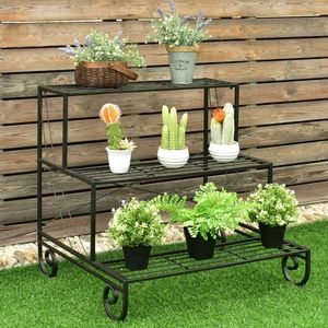 Étagère à plantes en métal à 3 niveaux pour l'extérieur, pour la présentation sur la terrasse - Product Image 3