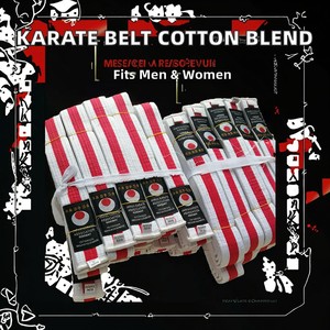 Children's Unisex Martial Arts Belt Polyester Cotton Fabric Felt Inside Karate Belt with Color Stripe OEM Custom Label - Product Image 3