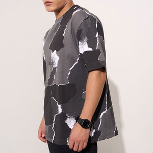 T-shirt à manches courtes surdimensionné pour homme avec imprimé camouflage, imprimé numérique, style streetwear, col rond, jersey en coton respirant - Product Image 2
