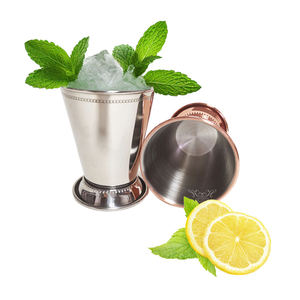 Verre à cocktail en acier inoxydable de type Mint Julep, avec bord perlé, pied, en argent, cuivre ou or, pour le Kentucky Derby et les bars - Product Image 3