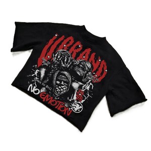 Camiseta Gótica Vintage para Hombre, Corte Regular, Algodón Grueso, Estilo Y2K, Sin Emociones, Streetwear, 300g, Secado Rápido, Transpirable - Product Image 1
