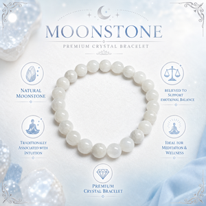 Bracelet extensible en pierre de lune naturelle 8 mm, perles de cristal, vente en gros - Product Image 5