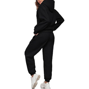 High Quality Low OEM MOQ Custom 350 Gsm Cotton Blends Fleece Lined Sweatpants And Hoodies Set Jogger Sets - Product Image 6