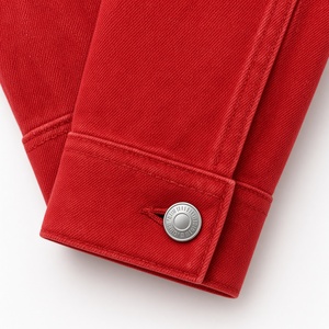 Chaqueta Vaquera Clásica para Mujer PDK, Roja, Manga Larga, con Cuello, Bordado Decorativo, Botones Metálicos y Bolsillos Delanteros - Product Image 6