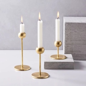 Most Selling <b>Brass</b> <b>Candlestick</b> Holder Set with White Taper Candles for Home Decoration - Product Image 5