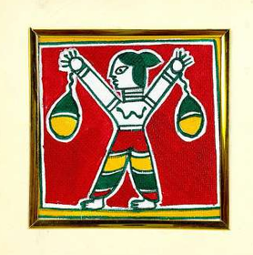 Auténtica Pintura Madhubani Metálica 3D Hecha a Mano de Jharkand, Arte Folclórico Indio para Pared por Ojistha Industries - Product Image 3