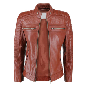 Veste de moto en cuir synthétique marron pour homme, à capuche, zippée, imperméable, réversible, doublée de coton, veste de motard - Product Image 1