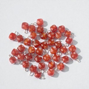 Abalorios de Cristal de Cornalina en Forma de Cubo, Estilo Religioso, Certificados por Terceros, Chapados en Plata 925 y Platino para la Creación de Joyas DIY y Collares - Product Image 1