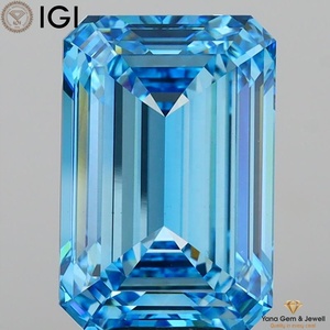 Diamant de forme émeraude de qualité supérieure, cultivé en laboratoire CVD, certifié IGI, 10,00 carats, couleur bleu vif fantaisie, clarté VS1, pour bague de créateur - Product Image 1