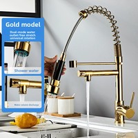 Robinet de cuisine moderne et contemporain de haute qualité en laiton, à un seul trou, avec douchette extractible, finition brossée, noyau de valve en céramique