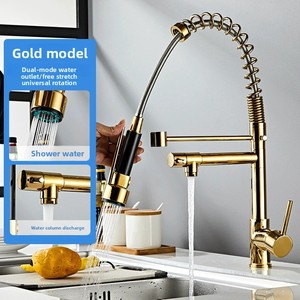 Chất lượng cao Contemporary Brass đơn-lỗ kéo vòi nước nóng nước lạnh Minder với gốm mùa xuân thiết kế Nhà bếp Vòi - Product Image 5