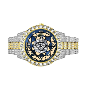 Reloj de Lujo para Hombre, Estilo Hip Hop, con Incrustaciones de Moissanita, Cuarzo, Acero Inoxidable, Esfera de 46 mm, Visualización de Números Romanos - Product Image 3