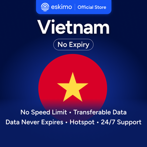 Tarjeta SIM digital de viaje local (No requiere SIM física) S-VN-10 Eskimo Travel Smartphones Vietnam Data -10GB Sin caducidad de datos - Product Image 1
