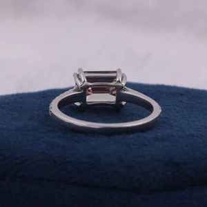 Elegant Selection Womens Rhodium 925 Sterling <b>Silver</b> <b>Emerald</b> Cut 1.50 Ct Lab Grown Diamond Wedding <b>Ring</b> Luxury Fashion Fine - Product Image 4