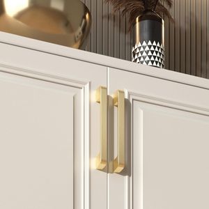 Lot de 5 poignées de tiroir en alliage de zinc massif de 5 pouces, finition or brossé et laiton, pour commodes et meubles de cuisine - Product Image 2