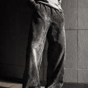 Pantalon de survêtement baggy pour homme, coupe large, effet délavé (Stone Wash et Acid Wash), style streetwear, en molleton 550 GSM, idéal hiver, style pyjama - Product Image 4