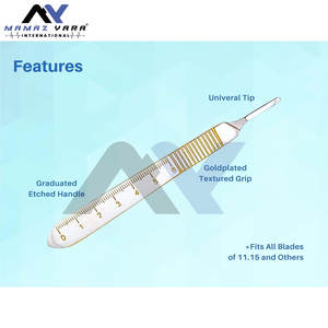 Manche de scalpel B.P. N° Lot de 3 règles en acier inoxydable avec échelle en pouces pour chirurgie, art et artisanat – Fournisseur en gros - Product Image 2