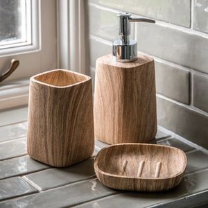 Latest Design Wooden <b>Bathroom</b> <b>Accessory</b> <b>Set</b> Eco Friendly Handmade Soap Pump Tumbler Soap Dish Hotel <b>Bathroom</b> Vanity Decor - Product Image 3