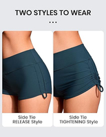 Shorts de bain taille haute pour femmes, shorts de surf en coton, demi-short sportif rayé à taille élastique