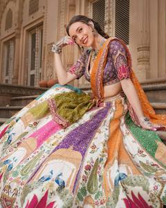 Lehenga de Algodón Muselina Pesada Royal Mirror Aura, Completamente Cosido, Largo hasta el Suelo, con Bordado de Espejos Auténticos y Borde de Lona Patta, Corte Reniya - Product Image 5