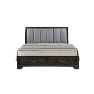Letto matrimoniale king size ultra morbido con contenitore, testiera imbottita e due cassetti alla pediera in legno massello - 1 pz. Letto imbottito - Product Image 2