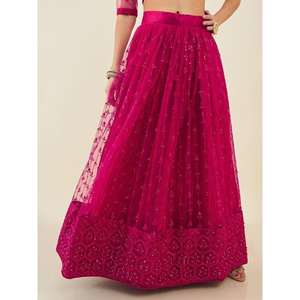 Exquisite Pink Sequins Net Sangeet Wear Lehenga Choli with Dupatta <b>Indian</b> & <b>Pakistani</b> <b>Clothing</b> - Product Image 3